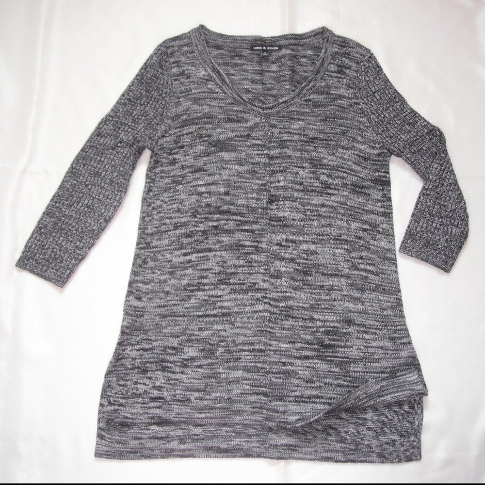 Cable & Gauge Women's Pullover Sweater Size S Black Gray Long Sleeve Like New